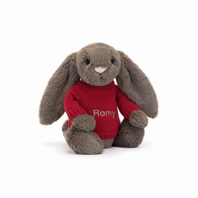 Jellycat Bashful Truffle Bunny with Red Jumper Australia | 783649NCG